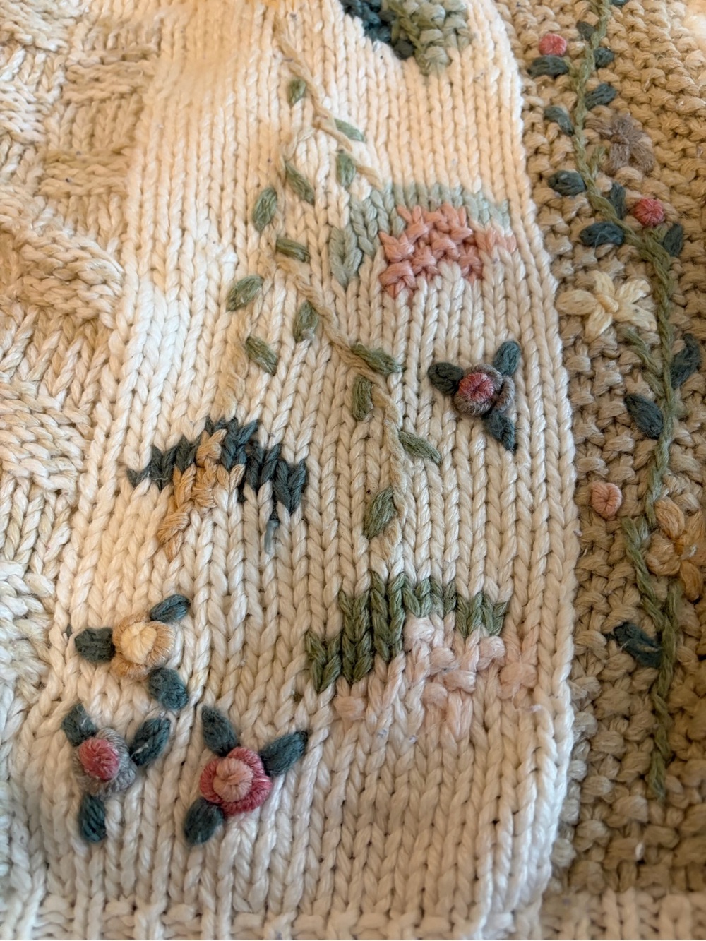 VTG Embroidered Knit Cardigan XL Cottagecore Sweater Embroidered Grandmacore - Picture 8 of 9